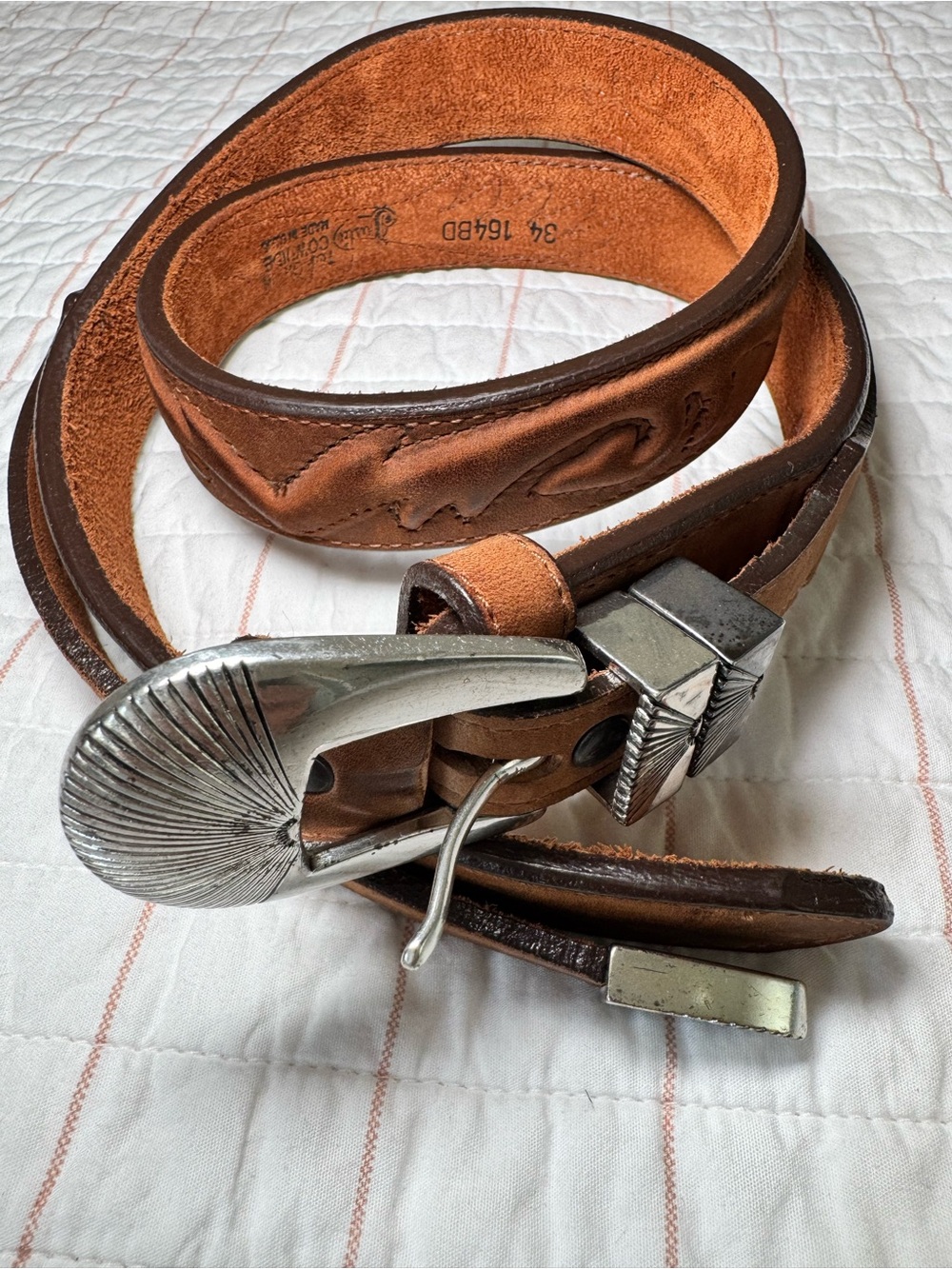 Justin Cowhide Women’s Brown Cowboy Western Rodeo Belt Size 34